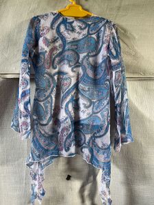 y2k Flowy Paisley Print Tunic Top