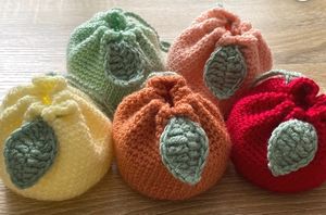 handmade crochet drawstring bag / crochet pouch