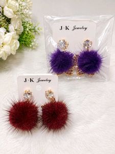 Unique Faux Fur & Gold Star Earrings