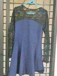 Navy &amp; Black Lace Dress