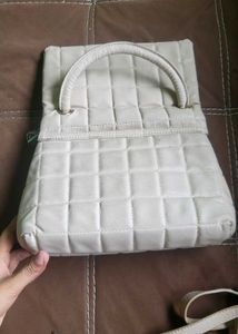 Chic Quilted Cream Handbag