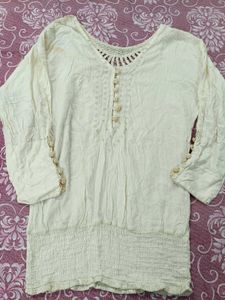 Cream Cotton Kurta with Elegant Design
