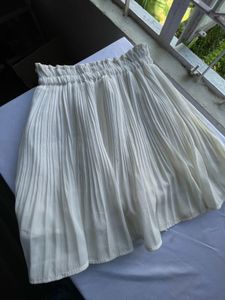 Pleated White Skirt