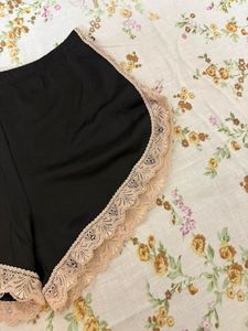 Black Lace Trimmed Sleep Shorts