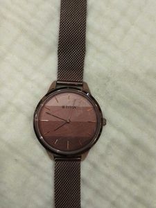 Titan Rose Gold Mesh Strap Watch