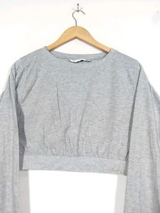 Grey Round Neck Crop Top (Women's)