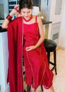 3 piece Red Kurta Set with Dupatta