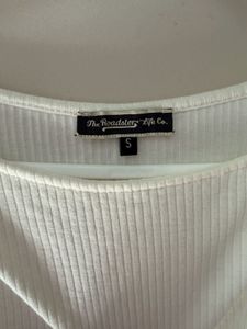 Roadster White Ribbed Fitted Long-Sleeve Top