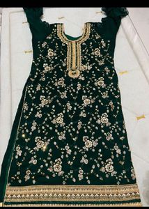 Green Embroidered lehnga Kurta Set with Dupatta