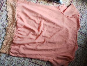 Peach Lace Trimmed Top