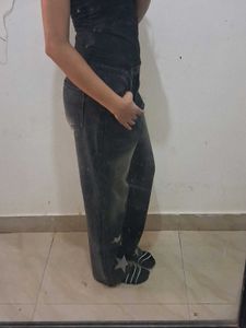 charcoal wash star jeans