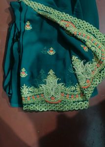 Emerald Green Embroidered Saree