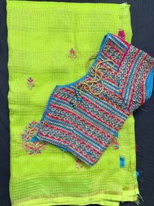 Elegant Green Embroidered Saree