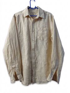 Men's orange Linen Long Sleeve Shirt
