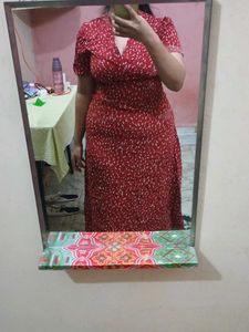Chic beach ⛱️ Rust Floral Print Midi Dress