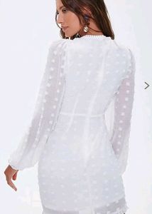 Elegant White Lace Detail Mini Dress