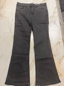 Flared Grey Denim Jeans