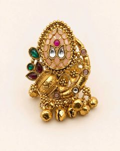 Exquisite Gold Toned Ring with Bells