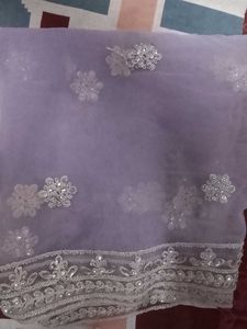 Embellished Lavender net fabric