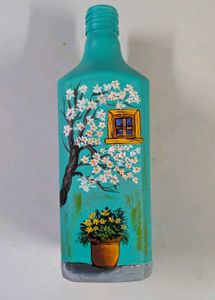 Hand-Painted Decorative Window Bottle