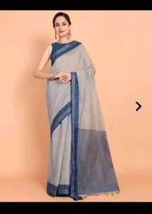 Elegant Grey Saree with Blue Border
