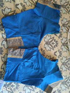 Blue Striped Saree Blouse