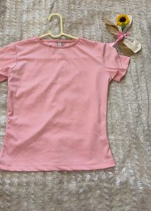 Newme Soft Pink Basic Crew Neck Tee