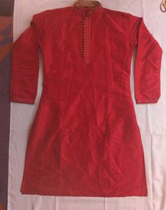 Men's Maroon Silk Kurta Set