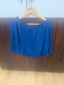 Blue Off-Shoulder Smocked Top