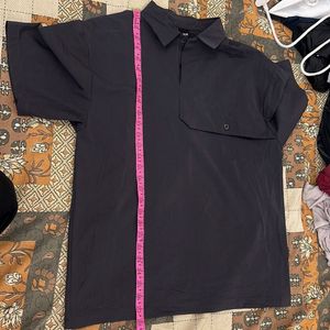 Men's Dark Blue Short Sleeve Collared Shirt