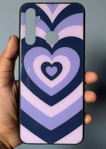 Purple Realme 5 Heart Pattern Phone Case