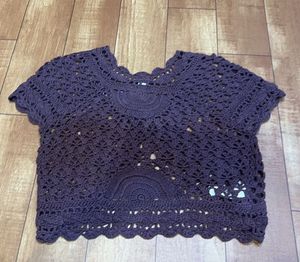 Mango crochet purple shrug