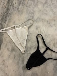 White &amp; Black Thong Set