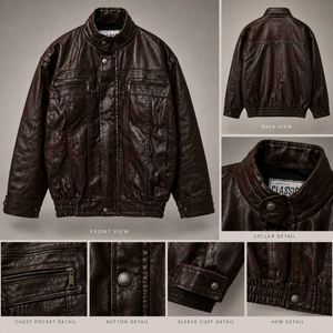 Unisex Brown Biker Leather jacket