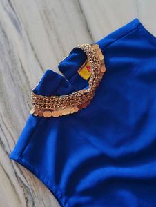 Royal Blue Embellished Neckline Top