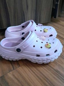Cute Pink Clogs with Charms