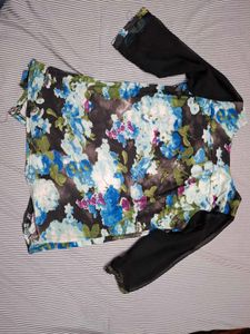 Floral Tie-Front Bell Sleeve Top