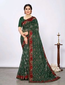Elegant Green Bandhani Saree
