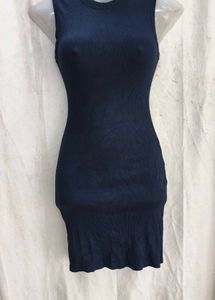 21109. Sleeveless Navy Blue Bodycon Dress