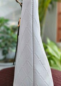 Chic White Textured Tote Bag