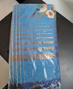 New Beautiful Blue Saree with Bird Print