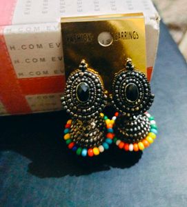 Multicolor Oxidised Earring - Jhumki