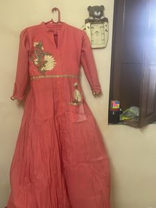 Elegant Pink Embroidered Kurti Dress