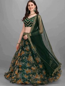Elegant Floral Print Lehenga Choli Set