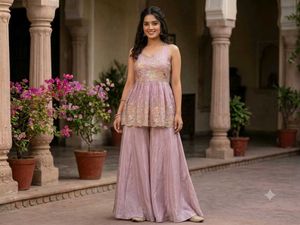 NEW Elegant Lavender Peplum Kurta Set