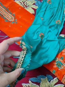 Orange &amp; Teal Embroidered Suit + Free Delivery 🚚