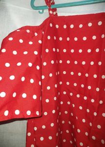 Red Polka Dot Cold Shoulder Top