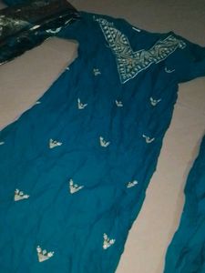 Teal Embroidered Kurta Set