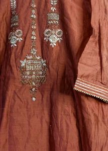 Elegant Rust Embroidered Kurta