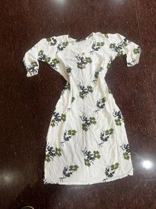 White Kurta Set with Floral Print